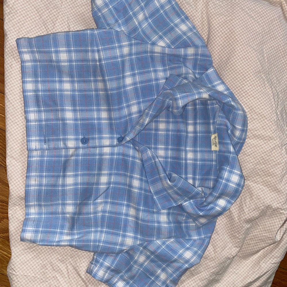 Blue plaid button up crop top!